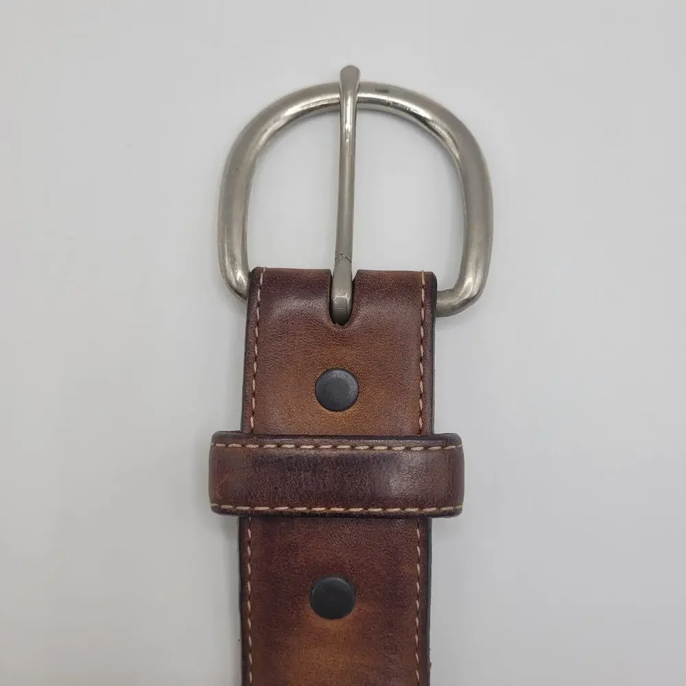 Silver Creek Classics Belt Mens 32‎ Brown Leather Work Casual Stitched Buckle